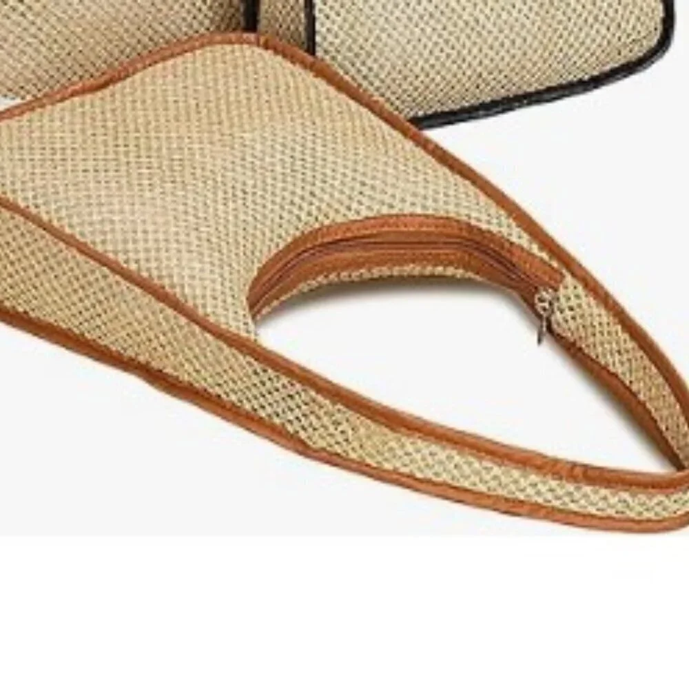 NWT BOHO WOVEN STRAW TOTE BAG – LIGHTWEIGHT BEACH & VACATION SHOULDER BAG